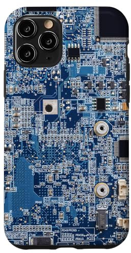 Carcasa para iPhone 11 Pro Placa base Microchip Circuit IT Ordenador Fondo Azul