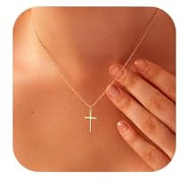 Hebterrka Kreuzkette für Frauen Zarte 14K Vergoldete Kreuz Halskette, Mehrschichtige Choker Halskette, Trendiger Schmuck für Frauen