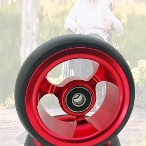 JKXLSLAX 5 Zoll Blau Vollgummireifen, Rollstuhl-Vorderrad, 120 kg Maximale Belastung, Rollstuhlräder, Rollstuhl-Lenkrolle, Rollstuhlzubehör, für Roller, Rollstühle(Red,100 mm/4in)