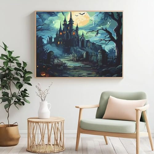 Castle MK358 Kit de peinture par numéros pour adultes, peinture acrylique par numéro pour débutants, peinture à l'huile pour décoration murale de la maison - (105 x 80 cm, sans cadre)