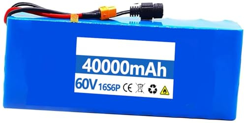 E-Bike Akku 60V, 8AH 10AH 20Ah 30Ah 40Ah Elektrofahrra Batterie 60V Wasserdichter PVC-Akku Eingebauter BMS Mit Ladegerät 60V 40AH,XT60