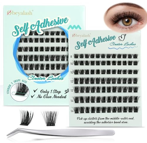 Obeyalash Cluster Wimpern Selbstklebend D Curl 8-14mm Fluffy Eyelashes Extensions Selbstklebende Wimpern Ohne Kleber Lash Cluster Kit Press On Lashes No Glue Needed (Y24)