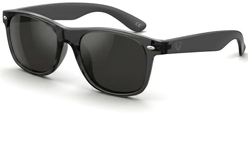 CREYESTAL Polarisierte Sonnenbrille Entspiegelt, Ikonischer Zeitloser Stil, Transparentes Schwarz, Leicht & Komfortabel, 100% UV400-Schutz