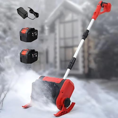 Naturalpowev Quitanieves Eléctrico con Batería 2X 4.0Ah y Motor sin Escobillas Alcance 8m, Pala de Nieve inalámbrica para Entrada Camino y Terraza para Nieve Ligera hasta 16cm