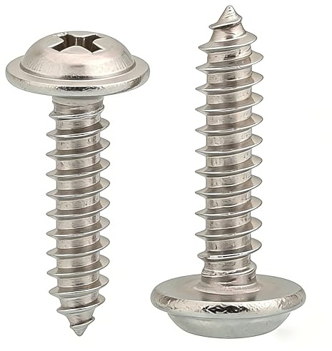M5 x16mm Pan Head with Washer Phillips Self Tapping Screws, Stainless Steel 304, Flange Wood Screw, 50 PCS