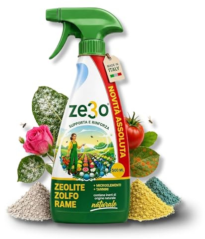 Albagarden ZeRo - Zeolite per Piante + Zolfo + Ossicloruro di Rame - Pronto Uso. Prodotto INNOVATIVO 100% Naturale - Concime e Fertilizzante Per Piante - Prodotto Italiano - 500 ml