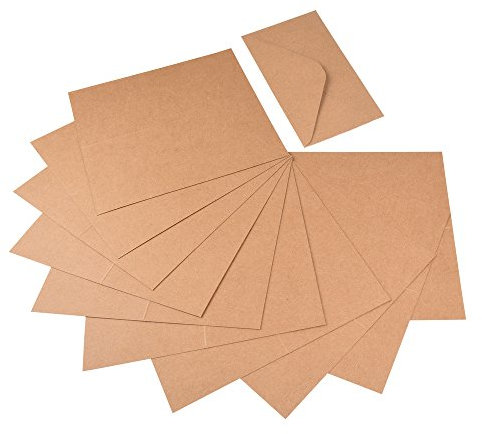 ewtshop® 60 tlg. Set Kraftpapier Klappkarten und Briefumschläge aus Naturkarton für Gruß- und Glückwunschkarten, Einladungskarten, Weihnachtskarten zum kreativen Selbstgestalten
