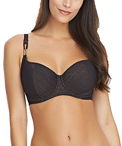 Freya Womens Glam Rock Underwire Sweetheart Padded Bikini Top, 36F, Rose Gold