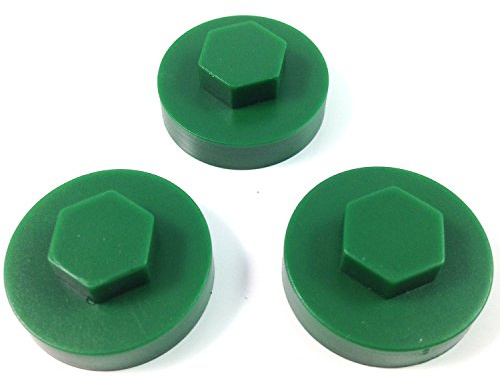 Heritage Green (Pack of 500 CAPS) - 16mm Hexagonal TEK Screw Cover CAPS to FIT 8mm (5/16) TEK Screws
