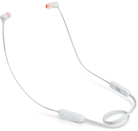 JBL Tune 110 BT Auriculares inalámbricos con sonido Pure Bass, Bluetooth, mando a distancia y micrófono, batería de hasta 6 horas, 2h de recarga, blanco