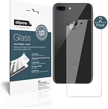 dipos I 2X Displayschutz klar kompatibel mit Apple iPhone 8 Plus Rückseite Schutzfolie 9H Anti-Shock