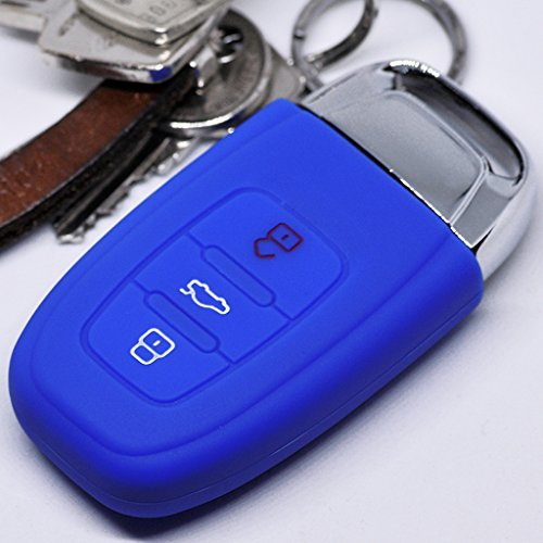 Soft Case Schutz Hülle Auto Schlüssel für Audi A5 S5 A4 S4 Q3 Q5 A6 S6 R8 TT Smartkey Remote/Farbe: Dunkelblau