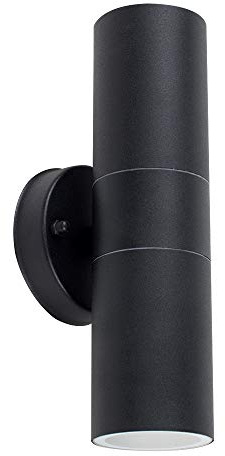 MiniSun | Modern Black Stainless Steel Outdoor Up/Down Wall Lights | Outdoor Wall Lights, Home Décor & Improvement Essential | Pair of 2 | Includes Bulb [3000K Warm White] | Mains Wired