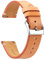 BINLUN Leder Uhrenarmband Schnellverschluss Lederarmband 12mm 14mm 16mm 18mm 20mm 22mm 24mm Uhrenband mit Edelstahl Silber Schnalle Smartwatch Ersatzarmband für Herren Damen (Orange, 14mm)