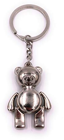 H-Customs Teddy Bär Silber besonderer Schlüsselanhänger Anhänger aus Metall