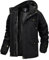 MAGCOMSEN Herren Winterparka Fleece Gefüttert Winterjacke mit Fell Herren Cargo Wintermantel Outdoor Bomberjacke mit 7 Taschen Schwarz M