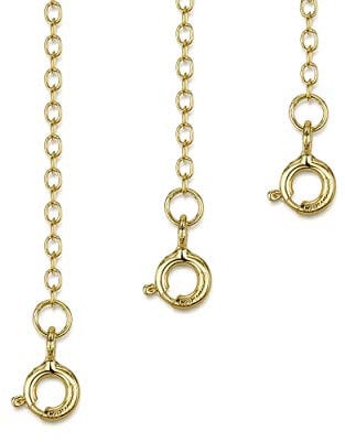 Amberta Echt 925 Sterling Silber - Vergoldet 18K - Verlängerungskette für Damen - Panzerkette 2 mm - Verarbeitet um Ihre Colliers und Armband zu Verlängern - Länge : 25, 50 und 100 mm
