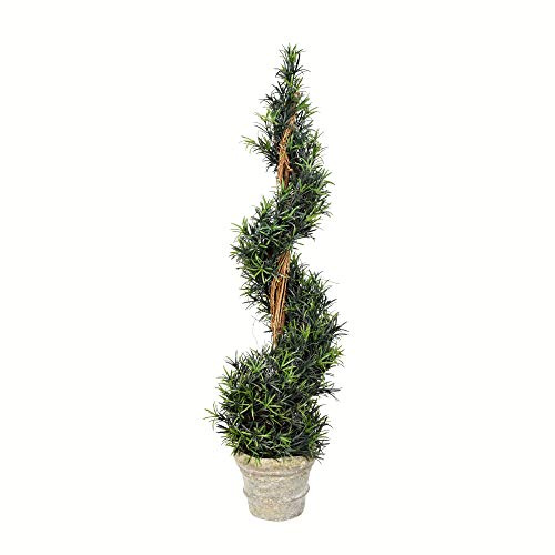 Vickerman Everyday Artificial Spiral Rosemary Tree 45 Inch Tall - Potted Natural Green Topiary - Indoor Home Living Room Office Faux Decor - Maintenance Free