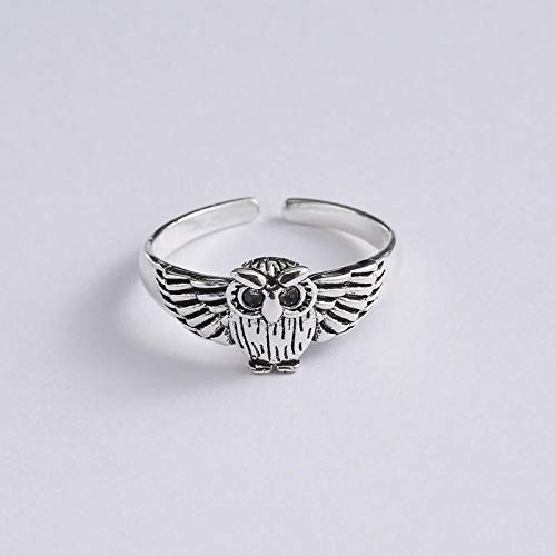 Damen 925 Sterling Silber Ringe Verstellbare,Vintage Mode Persönlichkeit Eule Tierische Form Für Lady Student Style Party Schmuck