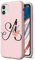 Mixroom - Coque en silicone TPU rose pour IPHONE 7 lettres initiales A avec fleurs
