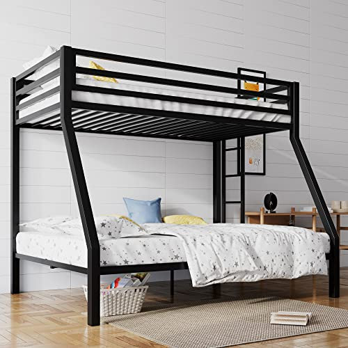 SHA CERLIN Etagenbett Doppelbett aus Metall mit Abnehmbarer Treppe, robuster Rahmen mit Stauraum unter dem Bett, 30,5 cm, für Jugendliche und Erwachsene, Jugendliche, kein Lattenrost erforderlich