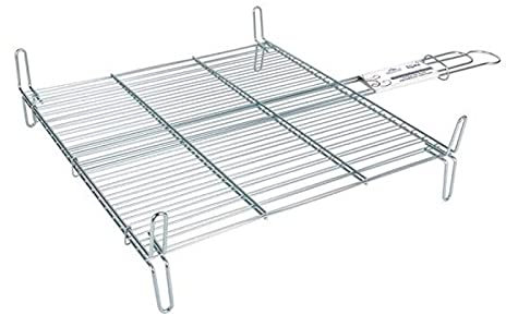 Acan Tradineur - Grille double pour barbecue en acier zingué, couleur argent, 50 x 50 cm