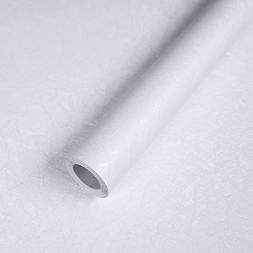 Abyssaly Self Adhesive Wallpaper White Sticky Back Plastic Roll Removable Wallpaper Peel and Stick Vinyl Wrap 60cm x 500cm for Decoration Kitchen Worktop Covering Furniture Stickers