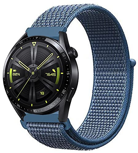 Niboow 22mm Armband für Huawei Watch GT 5 Pro 46mm/GT 5 46mm/GT 4 46mm/GT 3 Pro 46mm/GT 3 46 mm/GT Runner/GT 2 46 mm/Watch 4/Watch 4 Pro, Nylon Armbänder für Huawei Watch Buds/Watch 3 Pro - Blau
