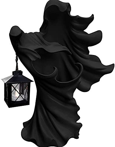 Hells Messenger mit Laterne - Halloween Ghost Statue Laterne,Hölle Messenger Dekoration Lampe,Hexen Statue Gartenfiguren aus Harz Gartendeko,Hexen Figuren Deko Statue,Ornamente für Vorgarten,Rasen