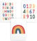 Papierschmiede® Kinderposter 3er Set Lernposter, 30x40 cm Wanddeko, Geschenk für Mädchen & Jungen Kinderzimmer, Alphabet Buchstaben, ABC Zahlen Regenbogen bunt