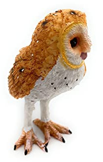 Onwomania Polyresin Figur Schleiereule Eule langbeinige Eule Vogel Tier Dekofigur aus Polyresin Braun 8,5 cm