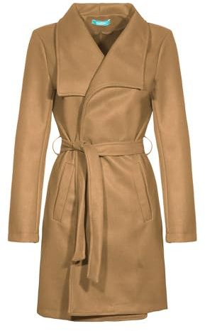 malito – Damen Trenchcoat einfarbig mit Gürtel & Taschen – klassischer Mantel für Herbst & Winter – schicker Übergangsmantel 15142 (Camel | Größe L)