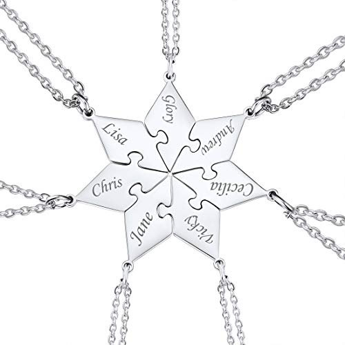 U7 personalisiert 7er Puzzle-Teile Anhänger Halskette Edelstahl Polygon Puzzle Partnerschaftsketten Freundschaft Modeschmuck Accessoire für Freundinnen Familien Schwestern