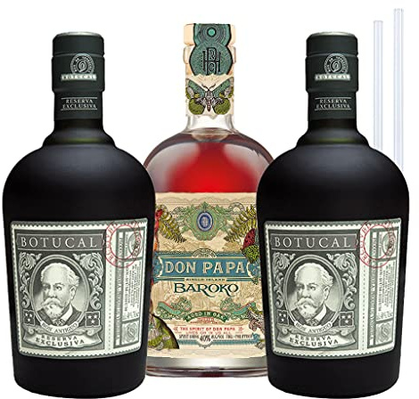 FrankBauer360 Botucal Reserva Exclusiva Rum und Don Papa Rum (3x0,7l) inkl. 2 Glas Trinkhalme und