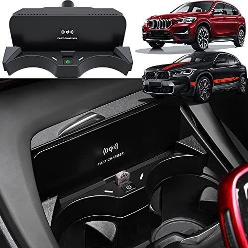 Kabelloses Ladegerät Auto für BMW X1 2016-2022 / BMW X2 2020-2022, 15W Qi Wireless Schnellladendes Handy-Ladegerät für BMW X1 X2 Center Console-Zubehörfeld, Geschenk für BMW-Besitzer