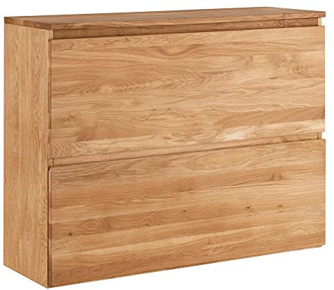 Lomadox Schuhschrank Eiche massiv geölt mit 2 Klappen, hängend B/H/T: ca. 110/84/35 cm