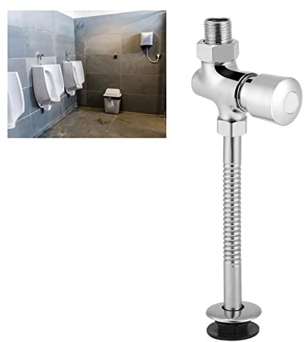 Uadme Zinc Alloy Urinal Flush Valve, Globe Valve, Metal with Shut-Off Valve, Hand Press Flushing Tool Automatic Shut-Off for Home Hotel Bathroom WC