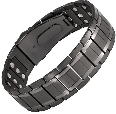 Jeracol Lymphe Detox Titanium Steel Magnetic Bracelet for Men with 3x Ultra Strong 3500 Gauss Magnets Lymphatic Drainage Magnetic Bracelet for Valentine‘s Day with Removal Tool and Gift Box