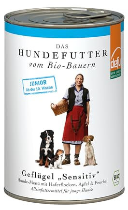 defu Hundefutter | 1 x 400 g | Junior Bio Geflügel Sensitiv | Premium Bio Nassfutter Menü für Junge Hunde