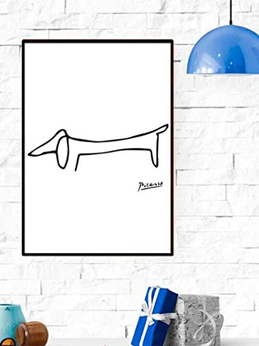 BIEMBI Pablo Picasso Der Dackel Hund Strichzeichnung Leinwand Abstrakte Tiere Minimalistische Wandkunst Kinderzimmer Bar Büro Wohnkultur 30x40cm Rahmenlos