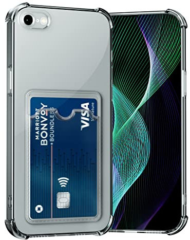 AKABEILA Hülle für iPhone 8 Plus / 7 Plus Schutzhülle mit Kartenfach Transparent Silikon TPU Handyhülle Dünn Weiche Stoßfest Flexibel Handy Tasche Bumper Brieftasche Case Cover 5.5