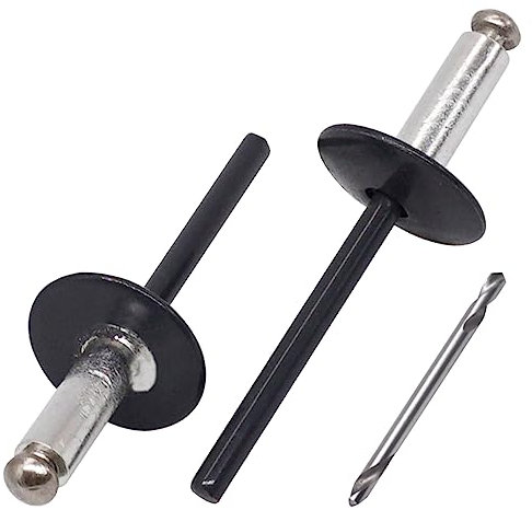 SKIR'CO (50 Stück) Großflansch Alu-Blindnieten 4,8x14 mm Edelstahldorn RAL 7016 Anthrazitgrau (inkl. Bohrer)