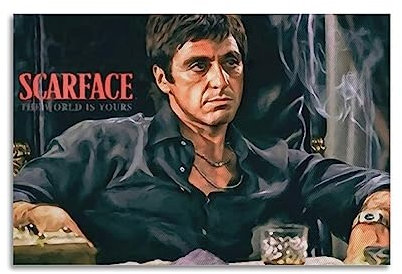 ELedvb Scarface Tony Montana Leinwand-Poster, dekoratives Gemälde, Wandposter und Kunstdruck, modernes Familienschlafzimmer-Dekor-Poster, 30 x 45 cm