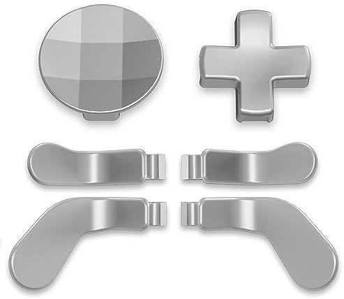 eXtremeRate Palettes avec D-Pads pour Xbox One Elite V1/V2 Manette, Palettes avec D-Pads en Acier Inoxydable pour Xbox One Elite/Elite Seies 2/Elite 2 Core Manette, 6 pcs Argenté Mat