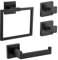 TURS 304 Stainless Steel Robe Hooks,Toilet Paper Holder,Towel Rail,Wall Mounted,Bathroom 4 Pieces Bathroom Accessory Set（Black）