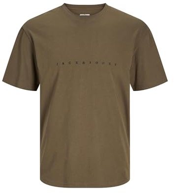 JACK & JONES Male T-Shirt Logo Crew Neck T-Shirt, Canteen, XS