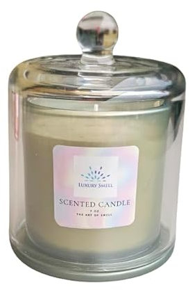 Luxury-Smell Vela aromática Fresh Lychee & White Tea con aceites esenciales, vela de soja natural para el hogar, 35 horas de combustión, bonito recipiente de cristal, 150g