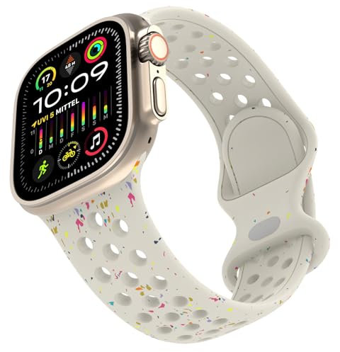 Silicona Correa para Apple Watch 41mm Series 9, Pulsera Deportiva Multicolor Transpirable Correa para Apple Watch 41mm 40mm 38mm iWatch Series 10 42mm iWatch Series 9 8 SE2 7 6 SE 5 4 3 2 1