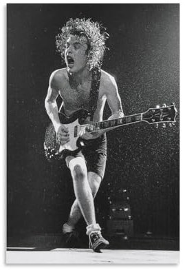 Angus Young Leinwand-Poster, Vintage-Stil, hochauflösender Druck für Zuhause, Büro, Wandkunst, Deco, 50 x 75 cm