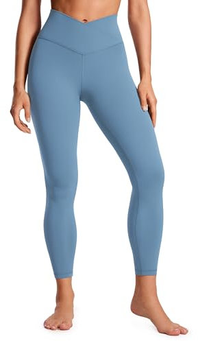 CRZ YOGA Damen Butterluxe Cross Waist Workout Leggings V Cross High Waisted Bauchkontrolle Gym Yoga Leggings - 64cm Universum Blau 40